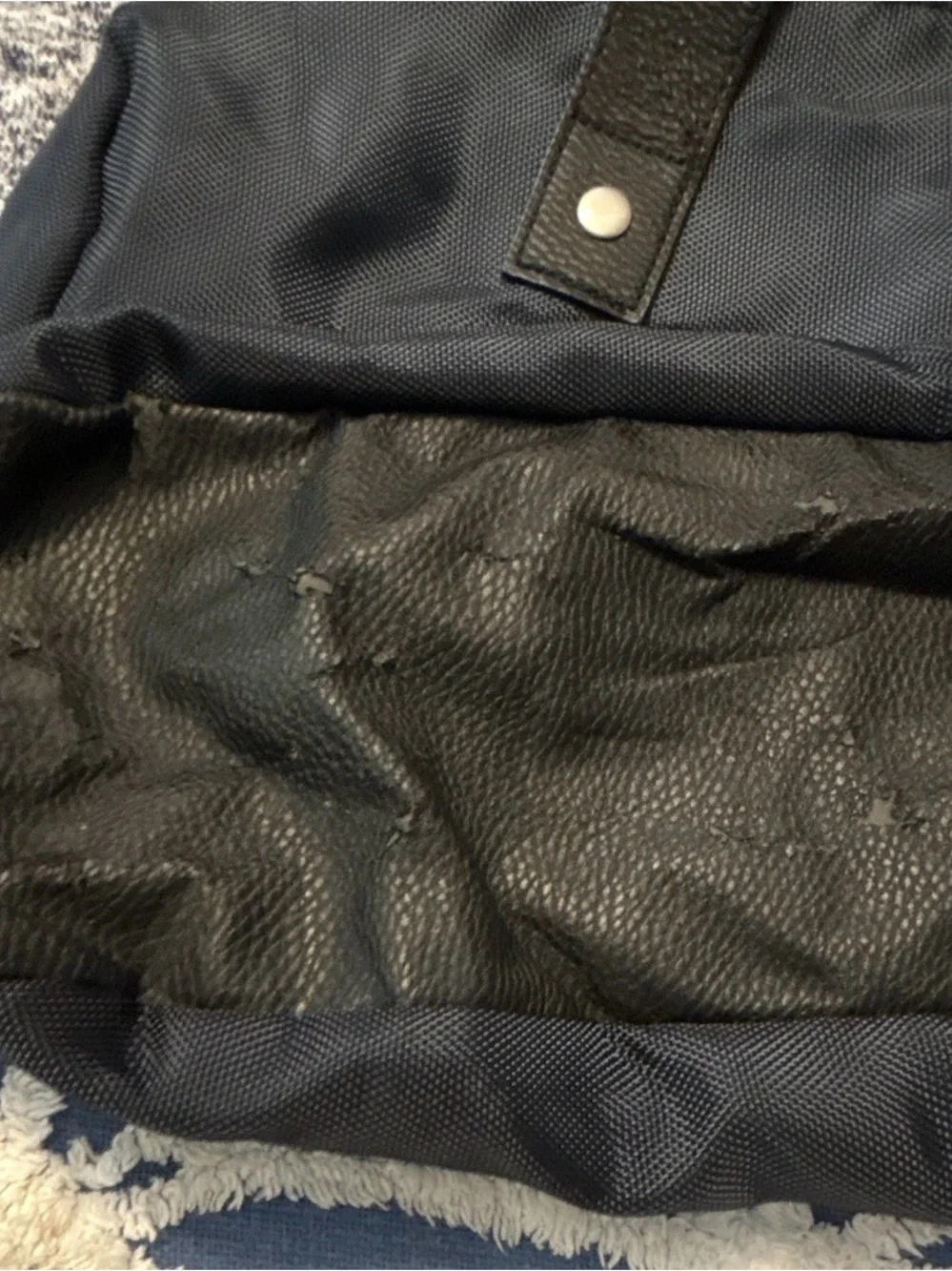 Giorgio Armani Black Nylon Duffel Bag with Leather Trim